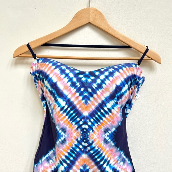 Trina Turk Moonlight Tie Dye Bandeau One Piece Strappy Swimsuit, Size 8 - Picture 7 of 15